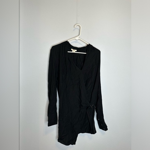 Helmut Lang Black Fold Over Draped Viscose-Blend Top long sleeve size small - Picture 2 of 12